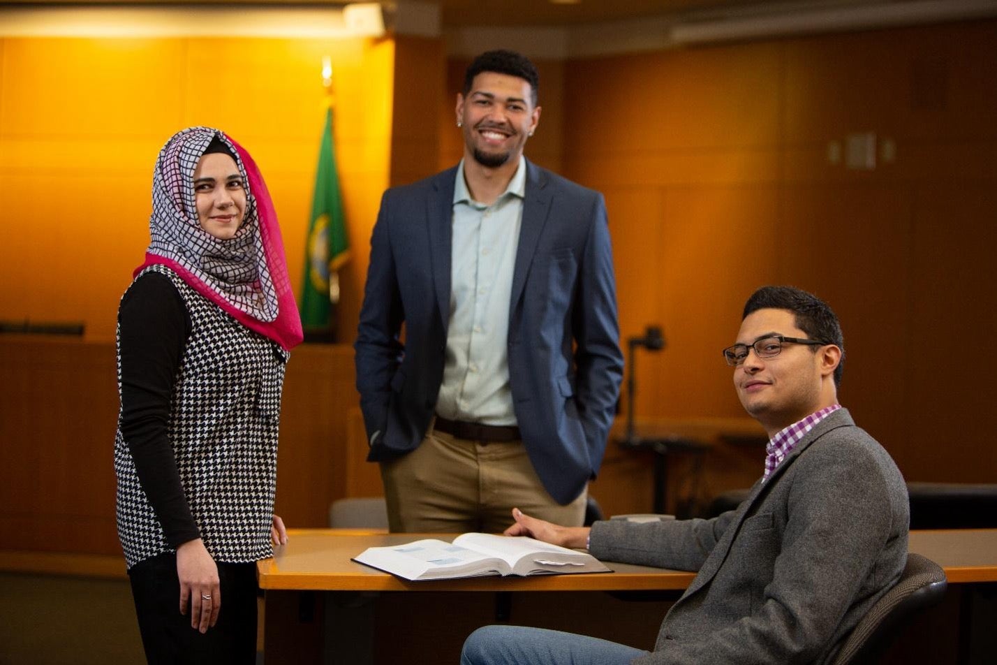 Three students posing for a photo