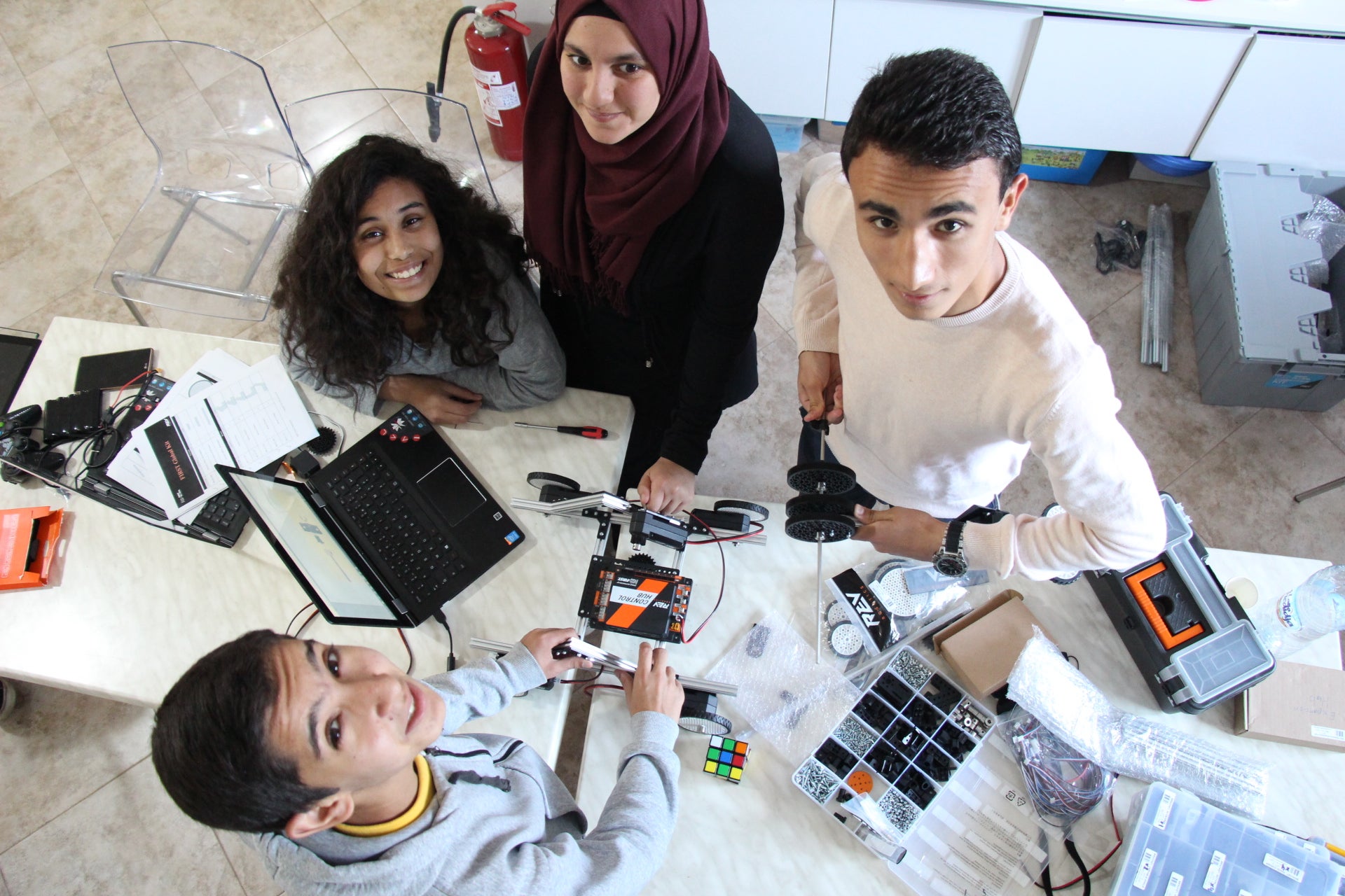 A group of students working on a project